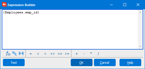 The Expression Builder dialog box which is used to specify a Burst Condition.